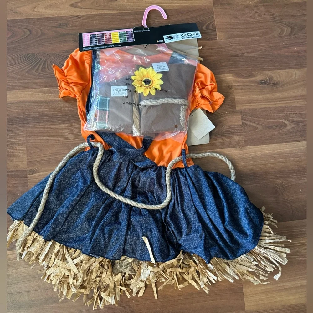 Fun World Scarecrow Multi-Color Halloween‎ Costume Set, Girls, 6/6X